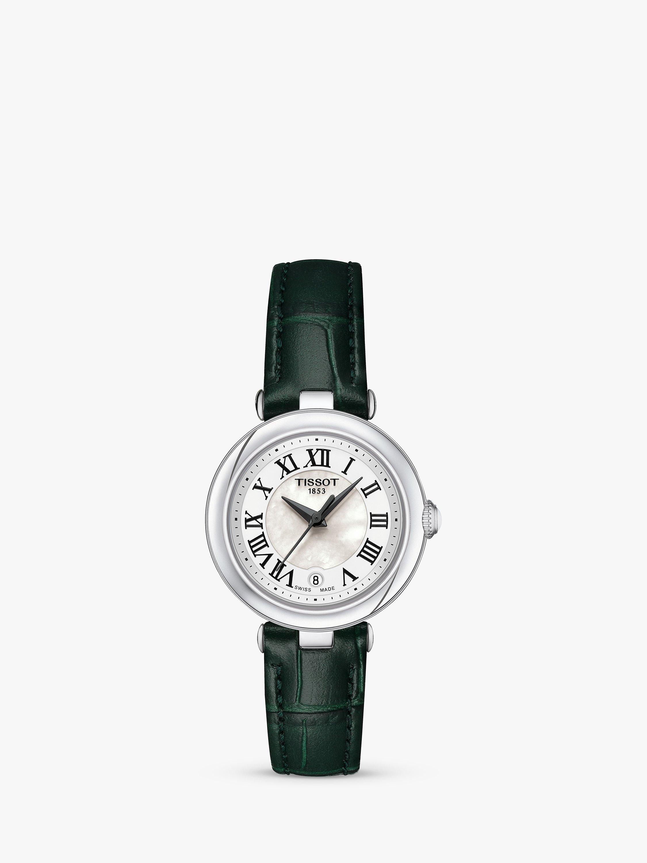 Tissot T1260101611302 Women s Bellissima Date Metal Strap Watch Dark Green Silver