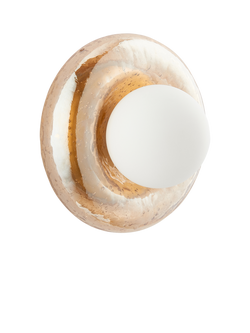 John Lewis Doughnut Wall Light - view 2, Amber & Brass
