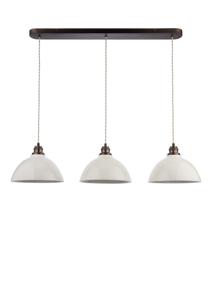 John Lewis Bourton Crackle Ceramic Over Diner 3 Pendant Ceiling Light, White - view 2, White