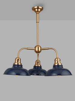 John Lewis Millhouse 3 Arm Pendant Ceiling Light, Blue, Blue