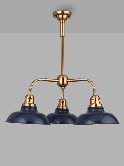 John Lewis Millhouse 3 Arm Pendant Ceiling Light, Blue, Blue