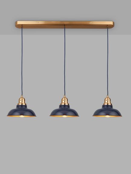 John Lewis Millhouse 3 Lamp Over Diner Pendant Ceiling Light, Blue