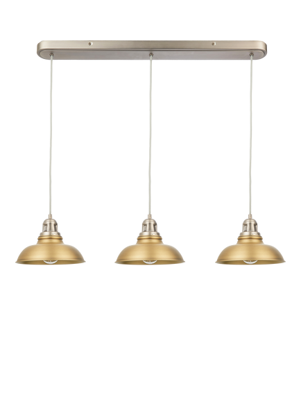 John Lewis Millhouse 3 Lamp Over Diner Pendant Ceiling Light - view 2, Brass