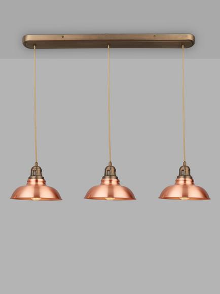 John Lewis Millhouse 3 Lamp Over Diner Pendant Ceiling Light, Copper