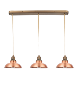 John Lewis Millhouse 3 Lamp Over Diner Pendant Ceiling Light - view 2, Copper