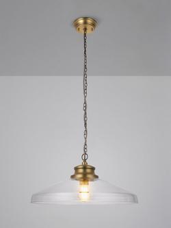 John Lewis Tula Large Glass Pendant Ceiling Light, Clear & Brass