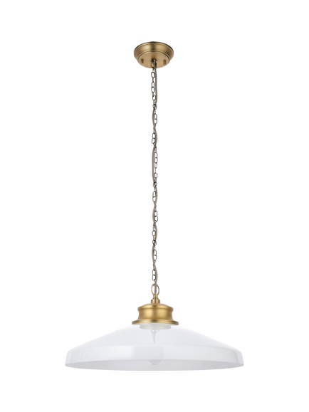 John Lewis Tula Large Glass Pendant Ceiling Light - view 2, White & Brass