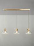 John Lewis Tula 3 Arm Over Diner Bar Ceiling Light, Clear & Brass