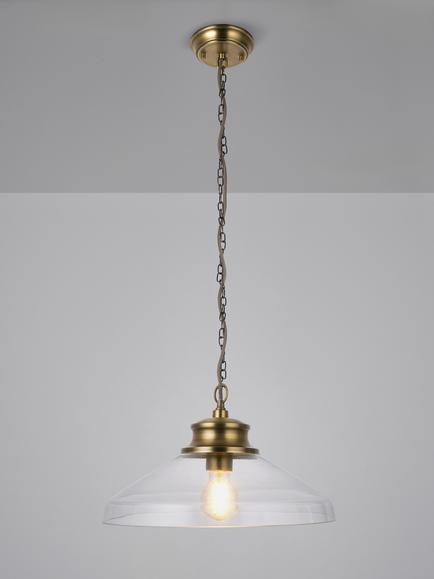 John Lewis Tula Small Pendant Ceiling Light, Clear & Brass