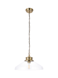 John Lewis Tula Small Pendant Ceiling Light - view 2, Clear & Brass