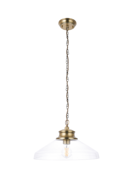 John Lewis Tula Small Pendant Ceiling Light - view 2, Clear & Brass