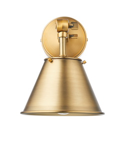 John Lewis Nicolas Adjustable Downlighter Wall Light, Brass, Brass