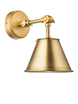 John Lewis Nicolas Adjustable Downlighter Wall Light, Brass - view 2, Brass