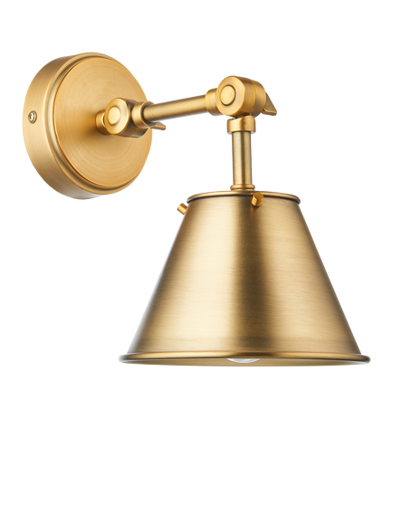 John Lewis Nicolas Adjustable Downlighter Wall Light, Brass - view 2, Brass