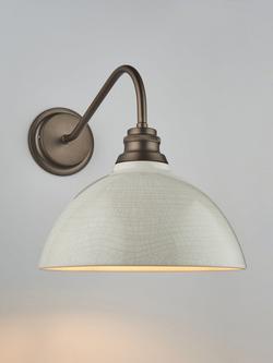 John Lewis Bourton Crackle Ceramic Wall Light, White, White
