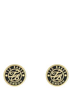 Ted Baker Monlia Monogram Button Stud Earrings, Gold/Black, Gold/Black