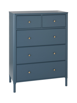 John Lewis Pillar 5 Drawer Chest, Blue, Blue