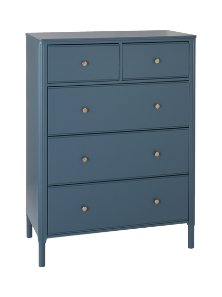 John Lewis Pillar 5 Drawer Chest, Blue, Blue