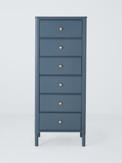 John Lewis Pillar 6 Drawer Tallboy Chest, Blue - view 2, Blue