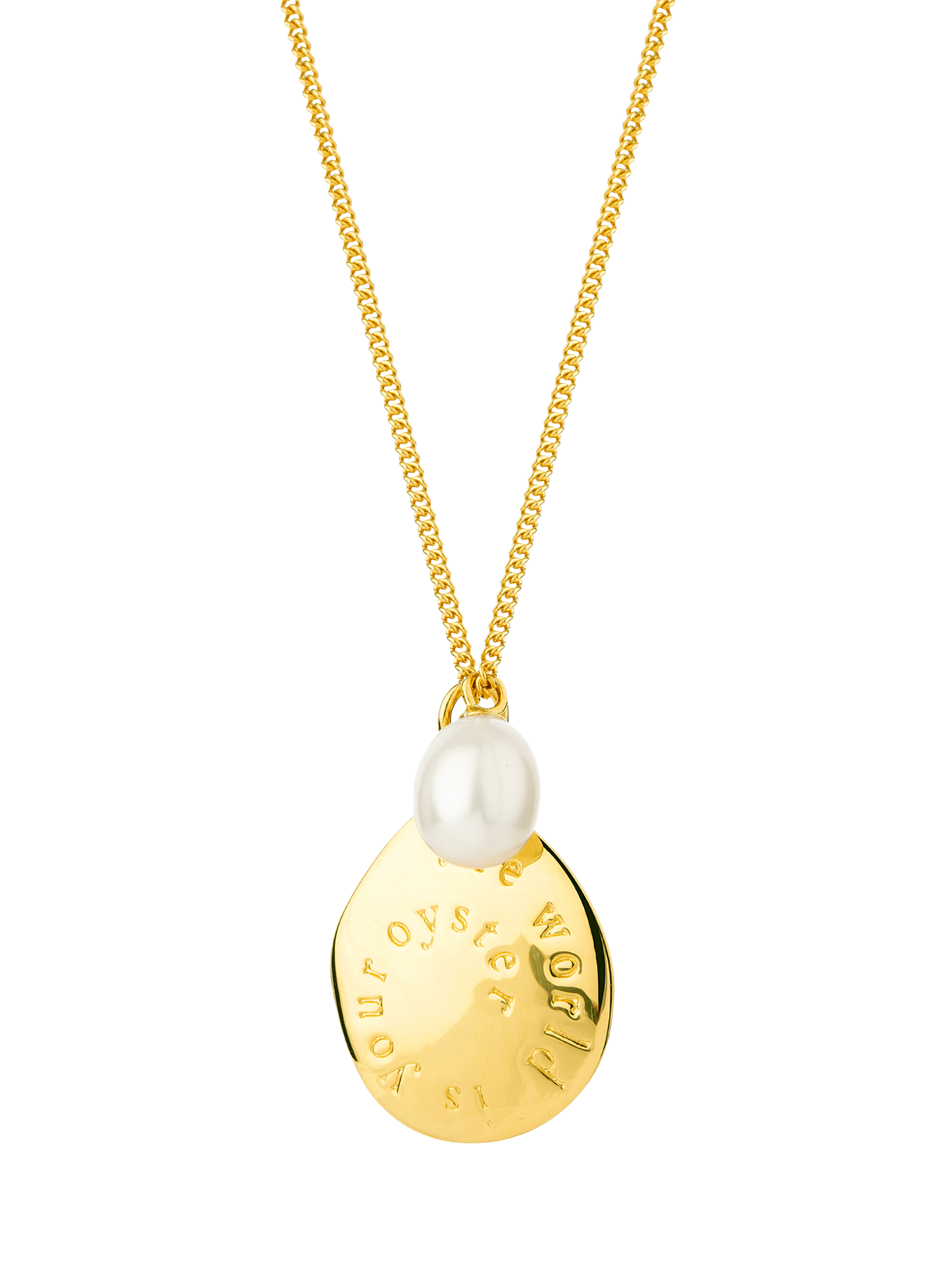 Claudia Bradby The World is Your Oyster Disc Necklace, Yellow Gold