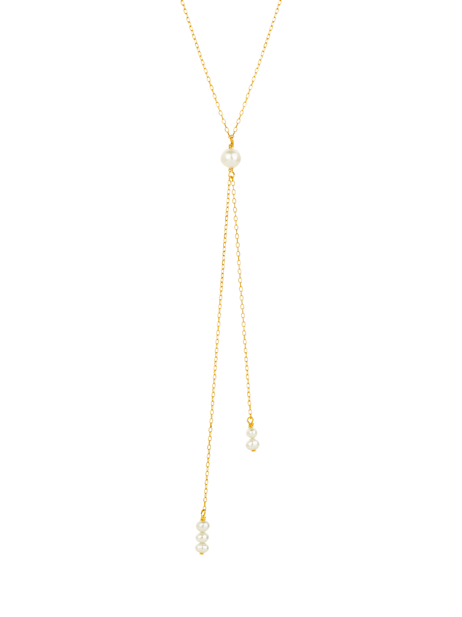 Product image 1 of 5, which shows Claudia Bradby Pearl Chain Necklace, Gold