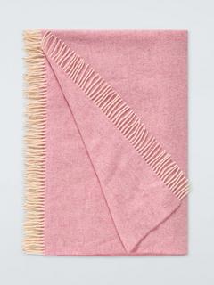 John Lewis Herringbone Shetland Lambswool Throw, Pink