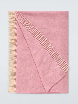 John Lewis Herringbone Shetland Lambswool Throw, Pink