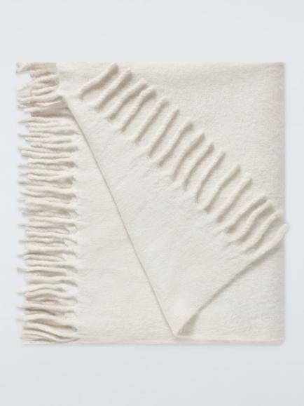 John Lewis Mohair Effect Plain Throw, Marshmallow