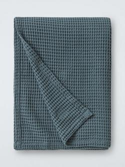 John Lewis Washed Waffle Bedspread, Loch Blue