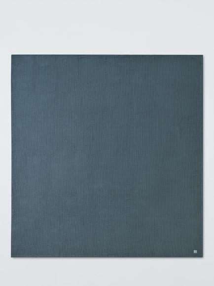 John Lewis Washed Waffle Bedspread - view 2, Loch Blue