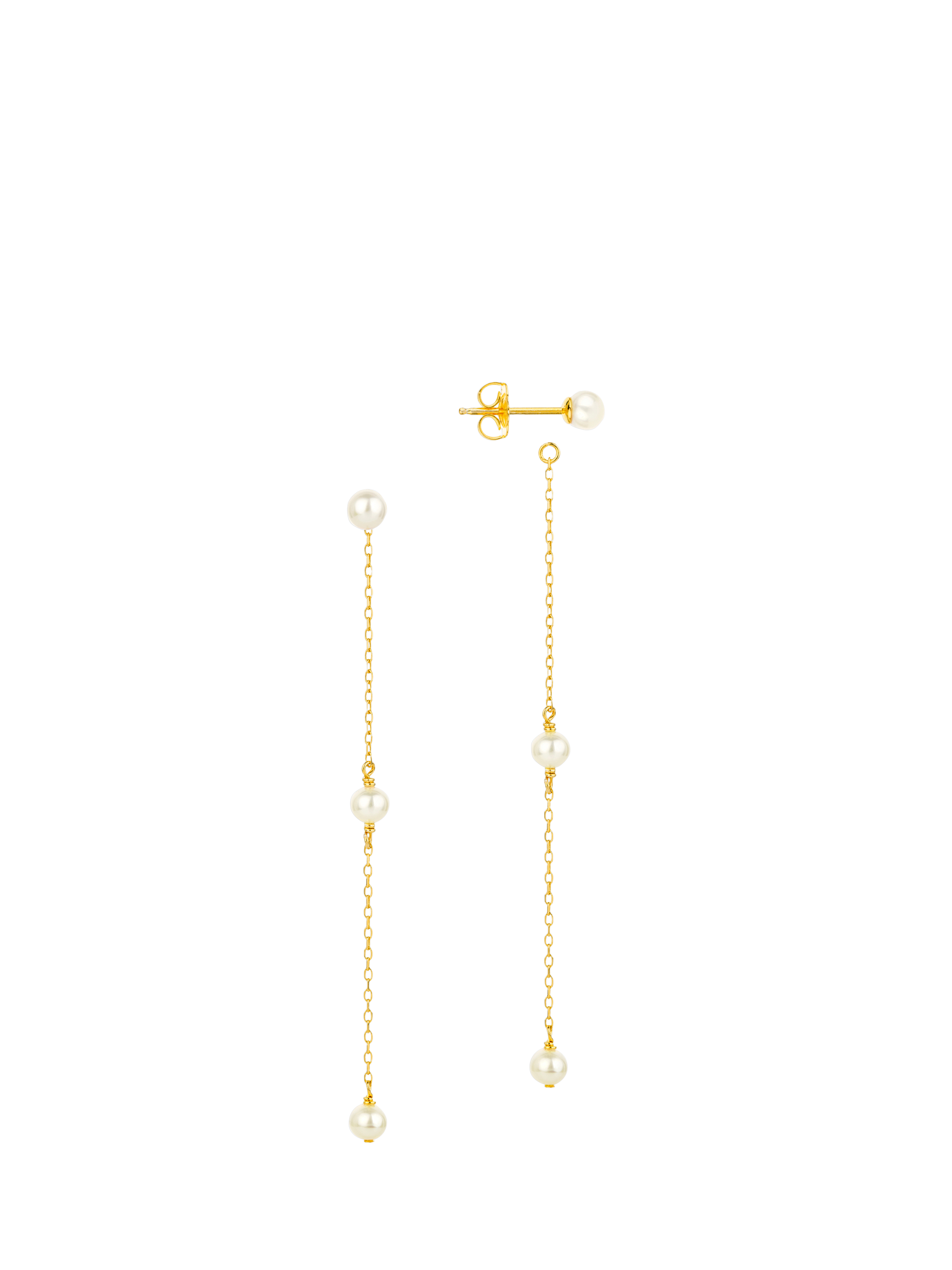 Product image 1 of 5, which shows Claudia Bradby Pearl Chain Drop Earrings, Gold