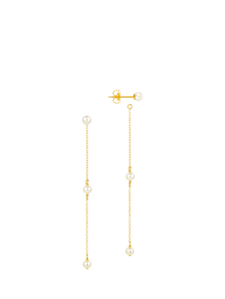 Claudia Bradby Pearl Chain Drop Earrings, Gold, Yellow Gold