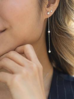 Claudia Bradby Pearl Chain Drop Earrings, Silver - view 2, Silver