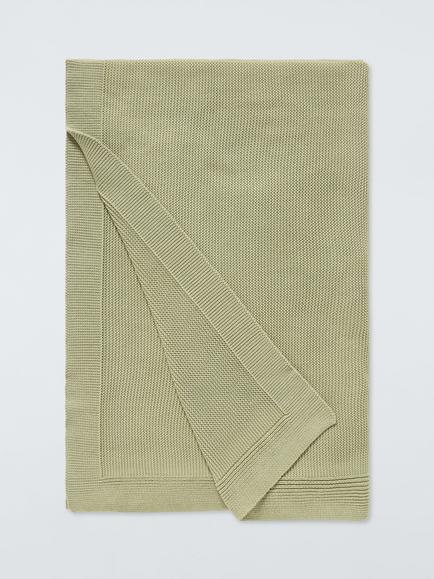 John Lewis Rye Plain Knit Throw, Pistachio