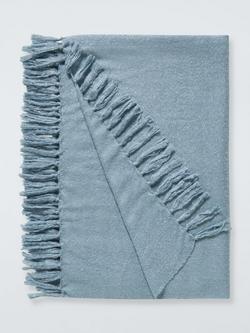 John Lewis Charlotte Bouclé Throw, Lake Blue