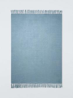 John Lewis Charlotte Bouclé Throw - view 2, Lake Blue