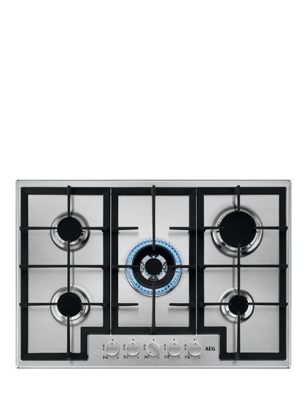 AEG HGX75400SM 75cm Gas Hob, Black, Black