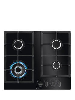 AEG HKB64420NB 60cm Gas Hob, Black, Black