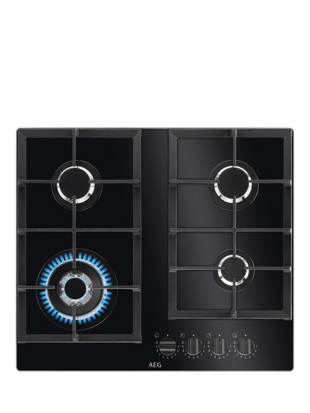 AEG HKB64420NB 60cm Gas Hob, Black, Black