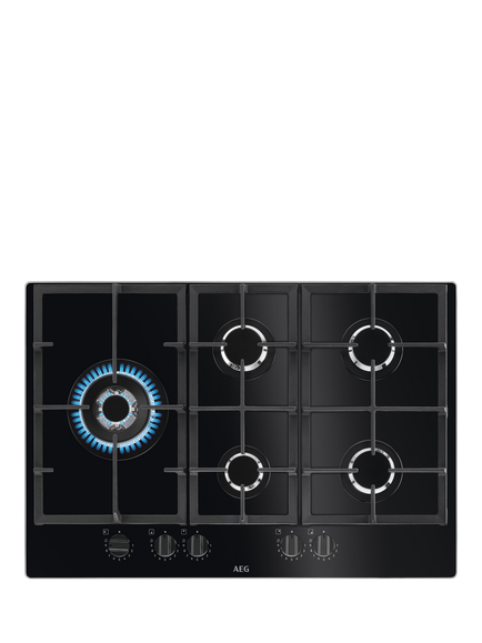 AEG HKB75820NB 75cm Gas Hob, Black, Black