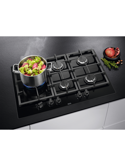AEG HKB75820NB 75cm Gas Hob, Black - view 2, Black