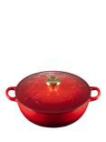 Le Creuset Cast Iron Holly Round Soup Pot, 4.1L, Cerise