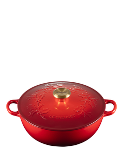 Le Creuset Cast Iron Holly Round Soup Pot, 4.1L, Cerise, Cerise