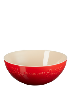 Le Creuset Stoneware Holly Serve Bowl, 25cm, Cerise
