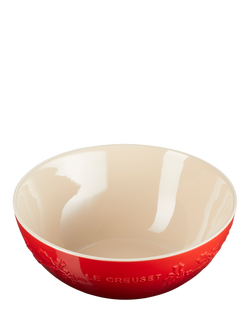 Le Creuset Stoneware Holly Serve Bowl, 25cm - view 2, Cerise
