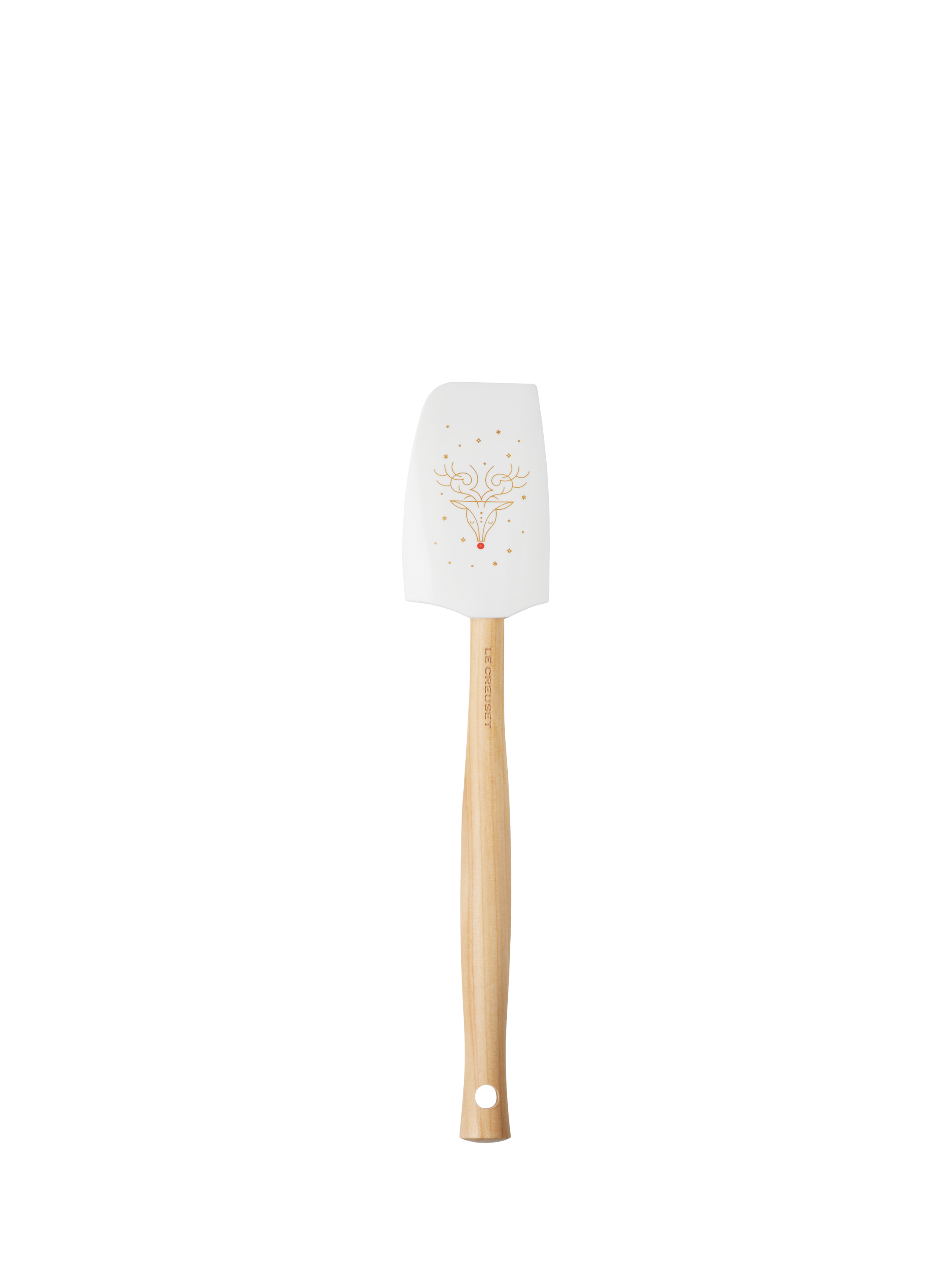 Le Creuset Christmas Rudolph Silicone Head Spatula, White/Natural