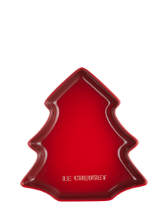 Le Creuset Stoneware Christmas Tree Plate, 20cm, Cerise