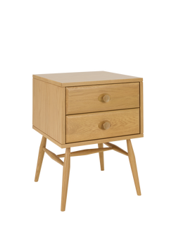 ercol for John Lewis Hambledon Bedside 2 Drawer Bedside Table, Oak, Oak