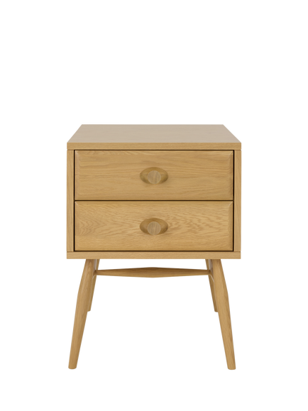 ercol for John Lewis Hambledon Bedside 2 Drawer Bedside Table, Oak - view 2, Oak