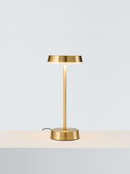 John Lewis Ernie Rechargeable Indoor/Outdoor LED Table Lamp, Black, Matt Gold